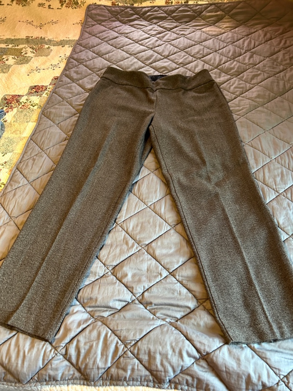 Brown Pull Up Straight-Leg Tweed Knit Dress Pants